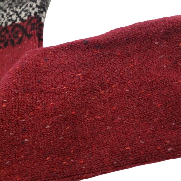 Garnet Hill 82% Cashmere Pattern Luxury Crew Socks Burgundy Black Annalise Med - Picture 6 of 7